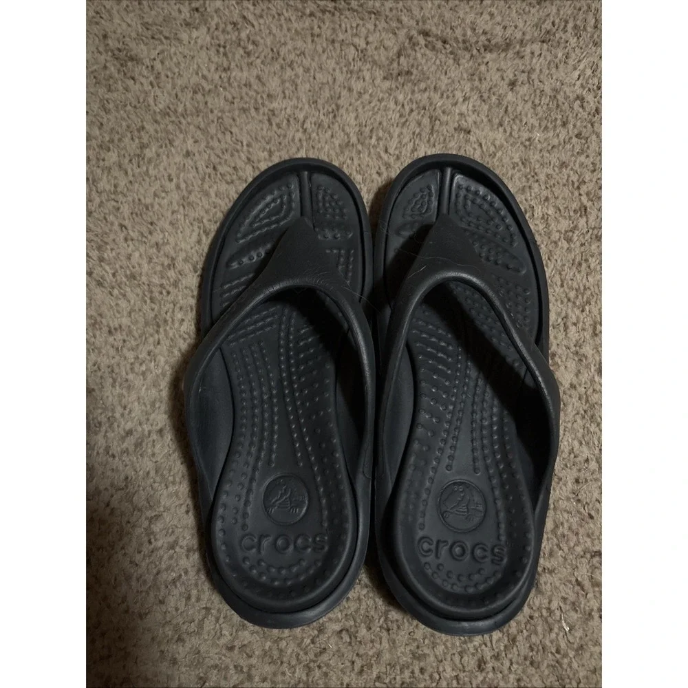 Crocs Athens Flip Flops Black Crosslite Women's 12 Men's 10 Comfort Sandals